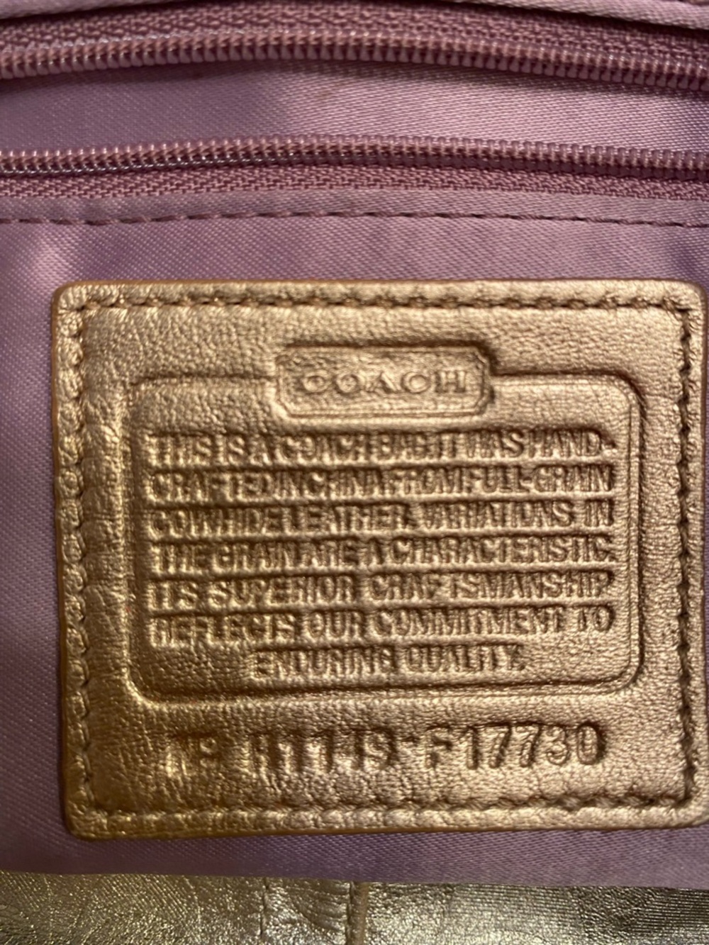 Coach Metallic Gold Leather Signature Tote with Matching Wristlet - Picture 11 of 11